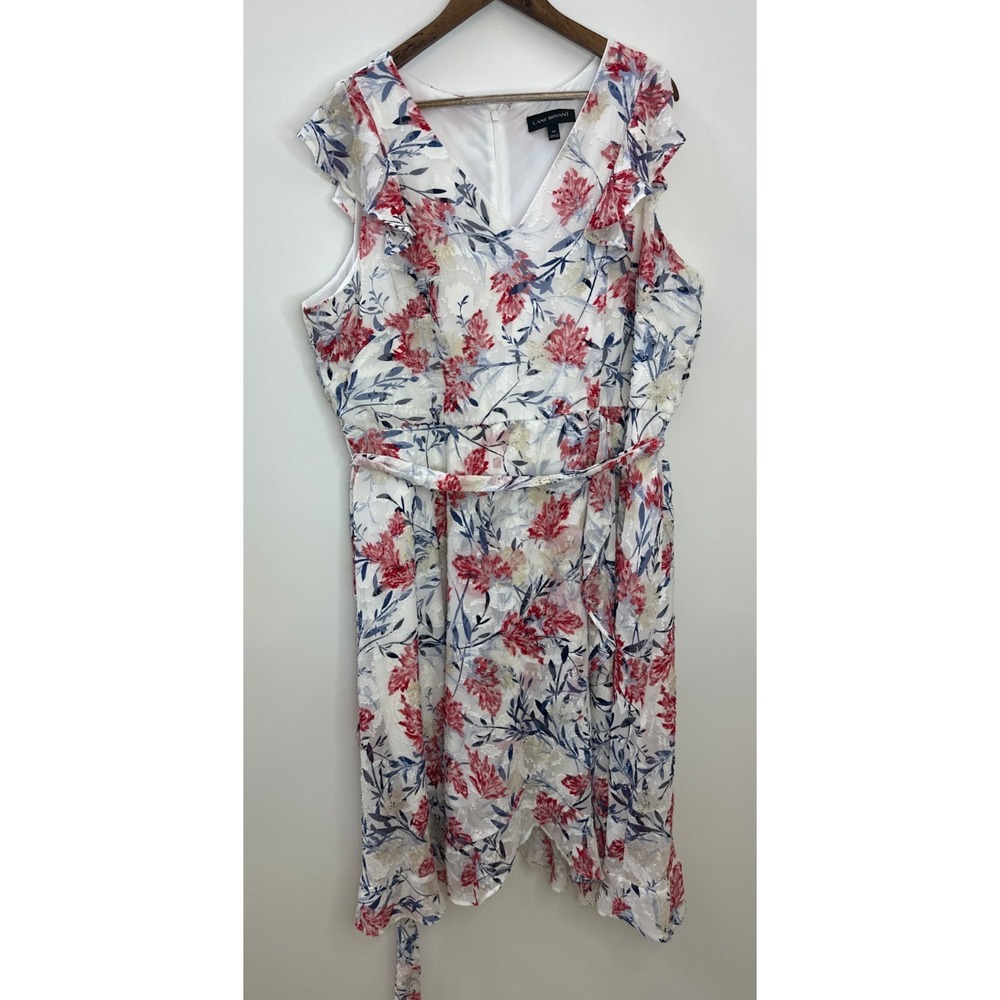 Lane Bryant 4th of July Theme Floral Burnout Dress Tie Plus Size 20 Summer *Flaw - Picture 2 of 15